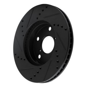 Toyota RAV4 Brake Rotor (1) - Front Right - R1 Concepts - Drilled & Slotted - Black - `01-`05